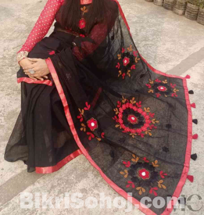 Applique work Half Silk Saree